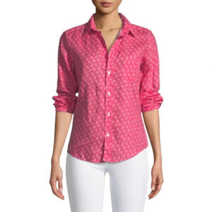 Frank & Eileen Barry Button-Front 100% Linen Shirt Women’s Size S Pink Floral